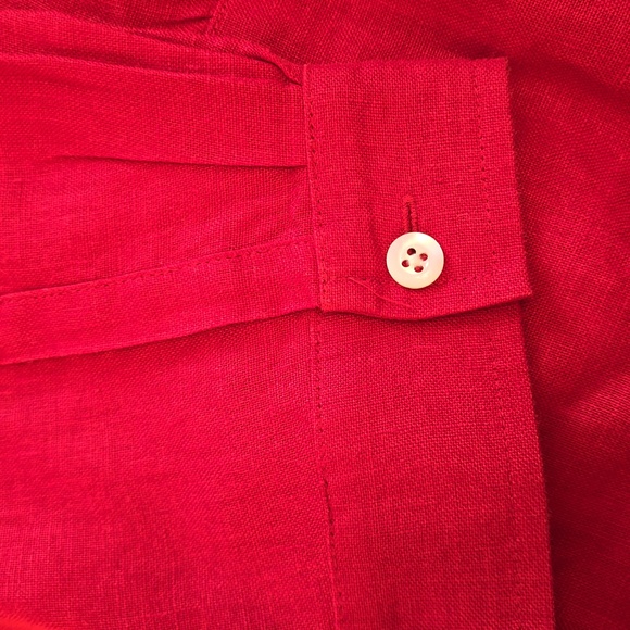 NWOT Talbots red linen button shirt. Women's Sz 14 - Picture 8 of 9